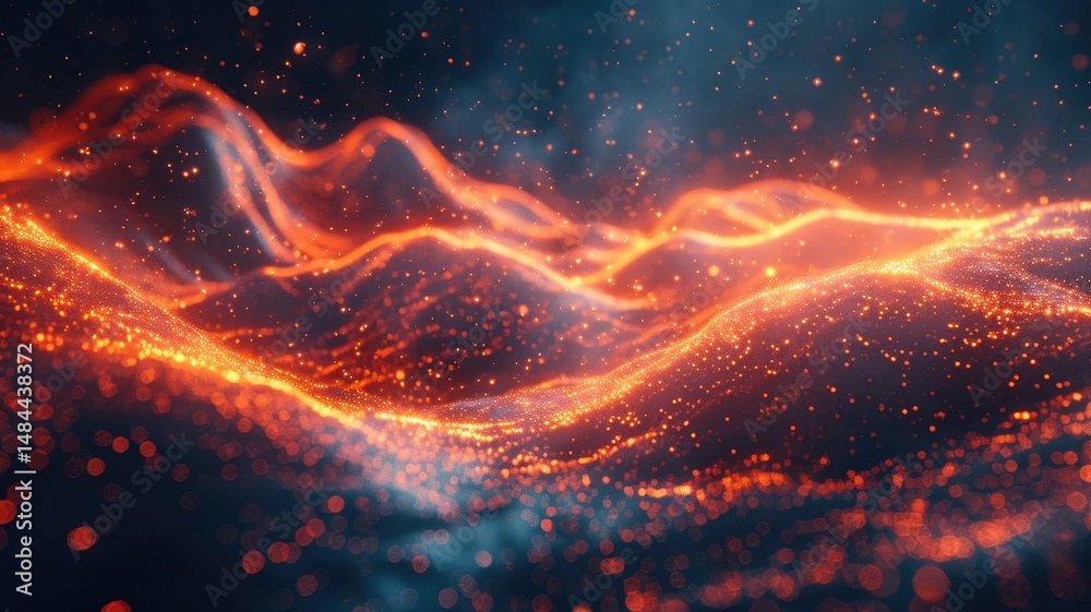 Poster abstract flowing wave pattern with dotted texture. digital art for design of vibrant color with line
