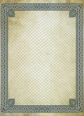 Grunge aged paper texture with elegant vintage frame.