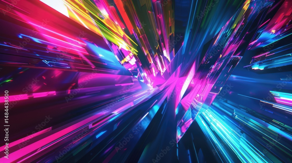 Poster abstract digital shape or line and technological cyber style particle design connect in surreal elec