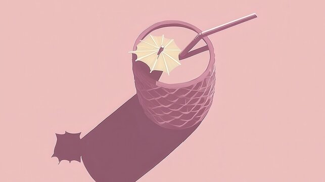 Minimalist summer cocktail illustration on pastel background evo