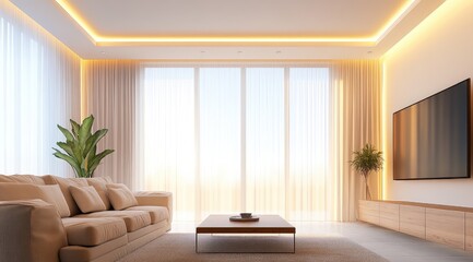 Modern living room with natural light