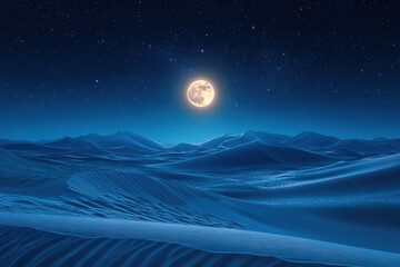 Obraz premium Full moon shining over desert landscape.