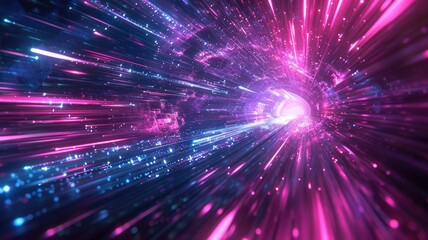 Abstract picture colorful light particle with digital technology style design connecting become dynamic of electric wave movement represent about flowing of data or structure of network system. AIG53.