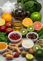 Vibrant Fruits, Spices, and Tea: A Healthy, Natural Still Life