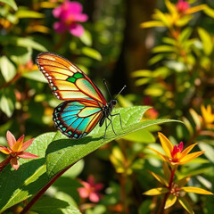Fototapeta premium butterfly on flower