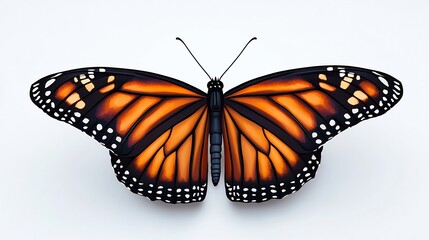 Obraz premium Digital monarch butterfly illustration high resolution vector art elegant and lifelike isolated on a plain white background overlay cut out on isolated transparent removed background