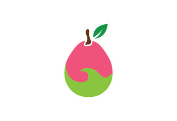 Fresh guava fruits organic healthy logo design, Vector illustration