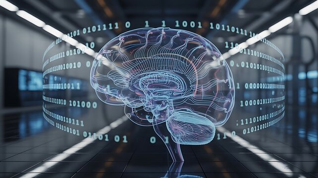 Digital representation of human brain structure with binary code and modern technology