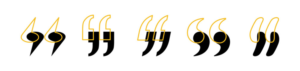 Quote Mark Vector Set. Quotation Marks, Speech Marks, Inverted Commas, Remark Sign Collection Vector Illustration.