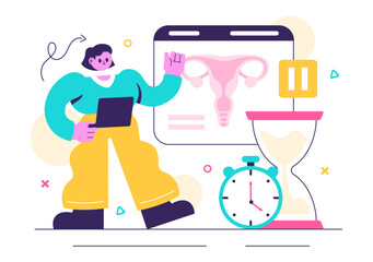 Vector Illustration of HRT or Hormone Replacement Therapy Acronym Featuring Hormone Medication and Medical Treatment in a Healthcare Background