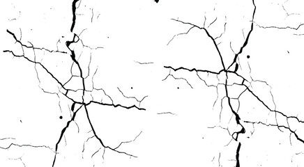 Black vector grunge style cracked texture on white background. Black and white old dirty texture.