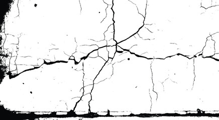 Grunge black and white pattern. Monochrome particles abstract texture. Background of cracks