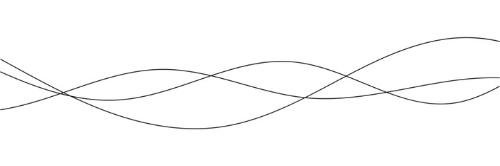 Abstract Wavy Line. Wavy line horizontal divider outline minimalist art. Thin line wavy abstract vector. Curve wave seamless pattern. Line art striped graphic template white background in eps10.