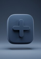Obraz premium Dark Slate Blue Plus Sign: A Minimalist 3D Icon