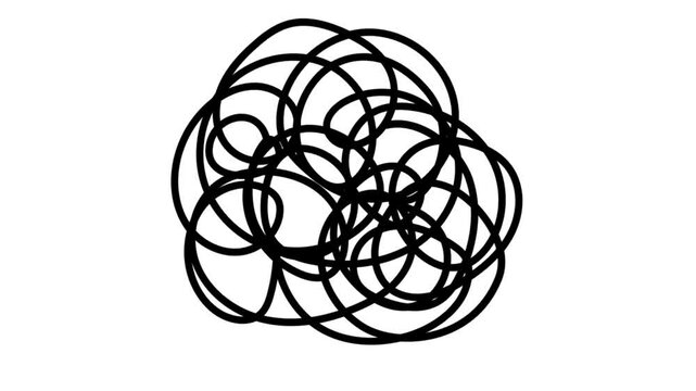 black tangled line scribble isolated on white background