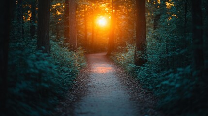 Fototapeta premium Sunlit Forest Path (1)