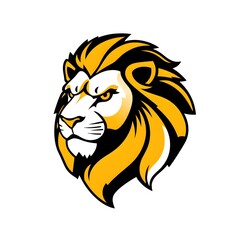Stylized Lion Head Illustration with Bold Colors and Fierce Expression