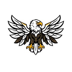 Illustration of a majestic eagle emblem with wings extended. Ideal for branding, team logos, and design projects symbolizing power, freedom, and strength.