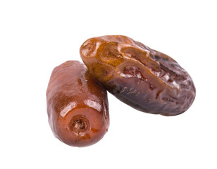 Two dried dates isolated on transparent background