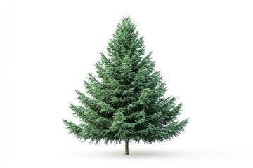 Fototapeta premium Full view of a coniferous Christmas tree. Lush green needles, conical shape, standing tall