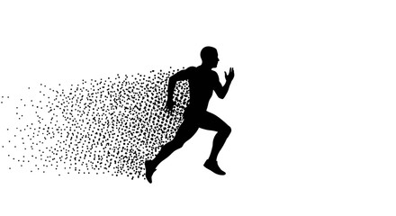 Dynamic Silhouette of a Runner with Disintegrating Trail