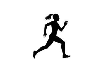 Dynamic Silhouette of a Woman Runner with Ponytail