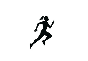 Dynamic Silhouette of a Woman Runner in Motion