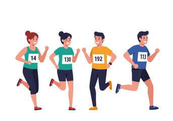 Four Smiling Runners in a Race Energetic and Joyful