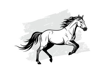 Majestic Galloping Horse in Elegant Black and White Style