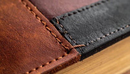 Closeup Of Brown And Black Stitched Leather