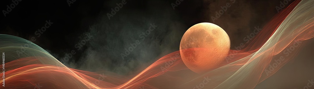 Aufkleber red moon behind black clouds at night with abstract fire concept. a beautiful abstract representatio