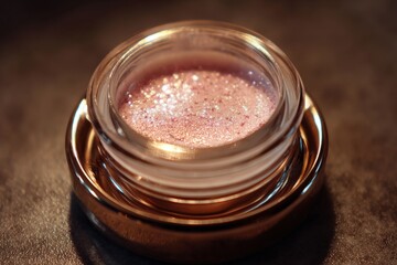 Close-up view of a decorative cosmetic container.