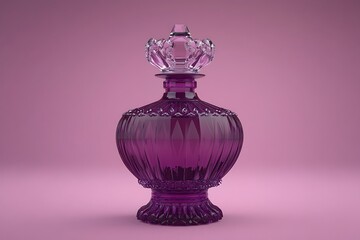 Purple ornate glass decanter still life
