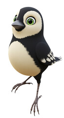 Naklejka premium Cartoon bird stands sweetly on its toes