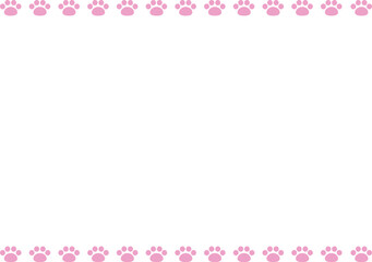 Frame with cat paw print. Cute, flat, simple. Pink color. Vector Illustration.