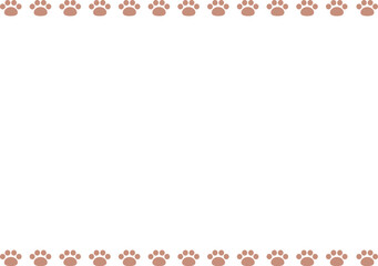 Frame with cat paw print. Cute, flat, simple. Brown color. Vector Illustration.