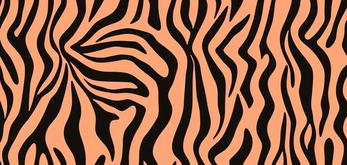 Peach-toned zebra stripes seamless pattern, luxurious animal print textile design,  peach,  illustration