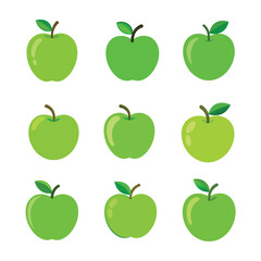 Green apple vector icon on white background 