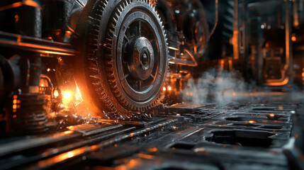 Fototapeta premium Industrial laser technology with futuristic digital design and blue tech interface