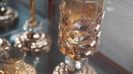 Elegant antique glassware with fine details