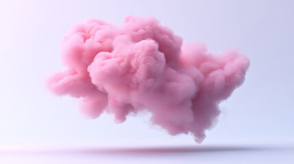 Fototapeta premium A hyper-realistic image shows fluffy pink cotton candy floating, isolated with enhanced whiteness against a plain background.