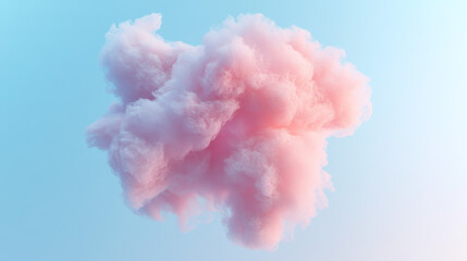 Fototapeta premium A hyper-realistic image shows fluffy pink cotton candy floating, isolated with enhanced whiteness against a plain background.