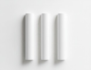 Three sleek, blank cylindrical tubes on white