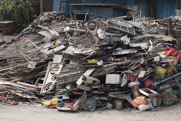 A pile of metal waste of the same type