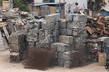 A pile of metal waste of the same type