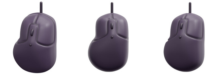 Set of Purple Computer Mice in a Row 3d Render Icon Illustration