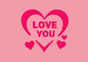 Love you message with hearts isolated on white background