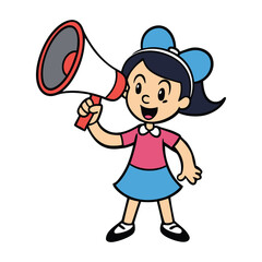 A confident woman holds a loudspeaker, amplifying her voice to rally, inspire, or spread an important message with passion and determination.
