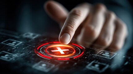 Digitally Erasing: A digital hand decisively presses the 'remove' button, a symbol of deletion and transformation.