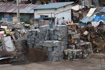 A scene from a small waste sorting and recycling plant